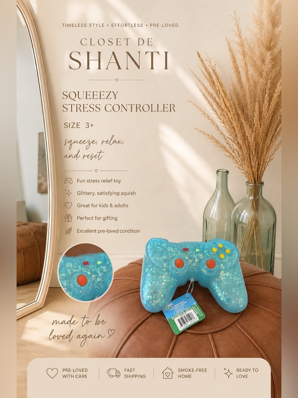 Target Blue Glitter Game Controller Squeezy Stress Toy